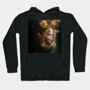 Young Girl Wearing a Garland of Flowers Hoodie